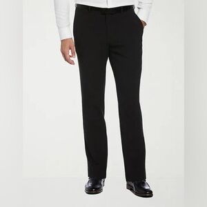 Savane Black Dress Pants Mens 34x32 Flat Front Classic Fit Slacks